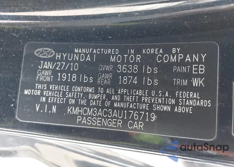 2010 Hyundai Accent Gs from USA, damaged, VIN KMHCM3AC3AU176719